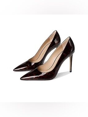 Stuart Weitzman Dark Brown Patent Pointed-Toe Stiletto Pumps